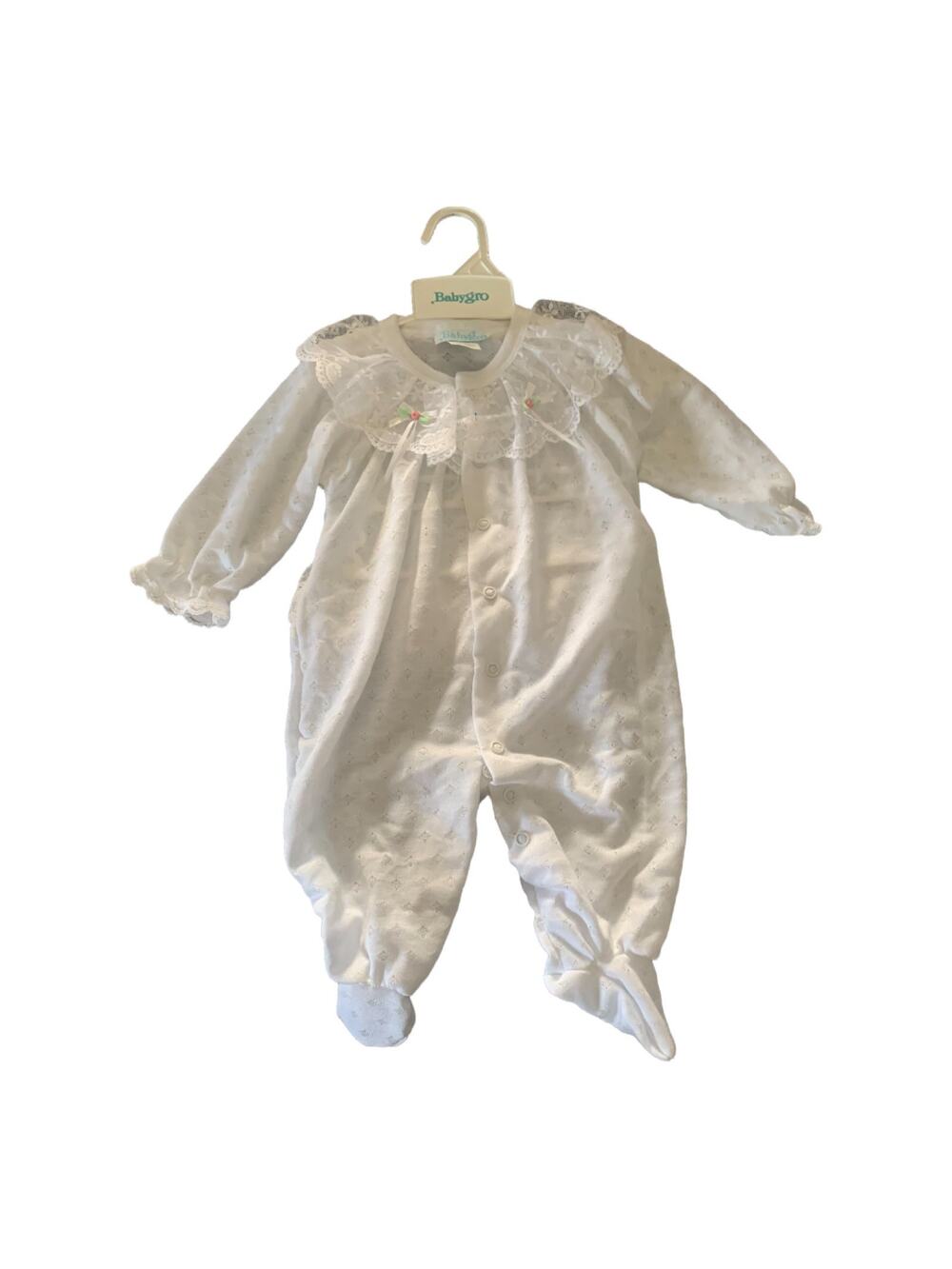 Vintage Baby Gro one piece white lace baby romper size medium 12-17 pounds nwt